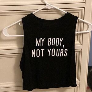 Black Sleeveless Top with Statement Print